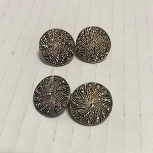 Unbranded Marcasite Swirl Cufflinks Mens OS Silver Excellent Vintage Art Deco
